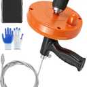 Drain Auger, 25FT Drain Snake with Drill Adapter, Flexible Plumbing Snake Clog Removal Tool with Gloves & Cloth Bag, Use Manually or Powered for Kitchen Bathroom Shower Sink