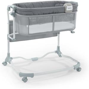 Ingenuity Dream & Grow Bedside Baby Bassinet with AirLoom Mattress, for Ages 0-12 Months, Adjustable Height - Handstitch (Grey)