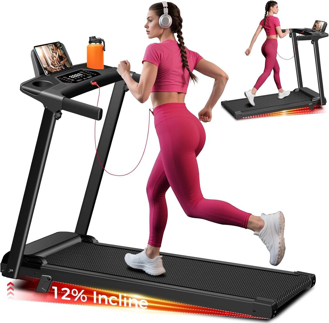 Aiteid Treadmill with Incline,3.0HP Small Treadmills for Home,Portable Electric Treadmill with Handles,Lightweight Walking Pad,Compact Running Treadmills,Walking Pad with Handle,300LBS Capacity(Black)