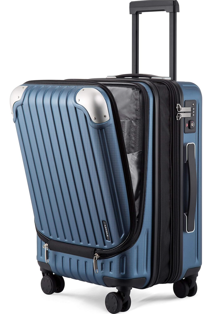 LEVEL8 Grace Expandable Carry On Luggage Airline Approved, 20 Inch Hardside Carry On Suitcase with Wheels, Travel Harshell Spinner Small Luggage with Tsa Lock, Blue, 20-Inch Carry-On