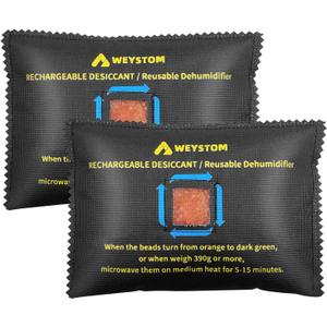 300g x 2 Packs Rechargeable Desiccant - Advanced Aramid Non-Woven Dehumidifier Bags for Gun Safes and Cars - Toxic-Free Orange Desiccant Packs with Transparent Indicator Window (2)