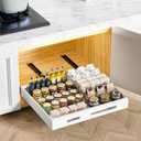 HBL' 1 Pack | 21" Deep Pull Out Cabinet Organizer Adhesive, (13.8" to 22.0") Width Expandable Sturdy Carbon Steel Roll-Out Drawers, Designed for Frameless Cabinets, Slide-Out Shelves for Pantry
