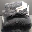 Sherpa Fleece Throw Blanket - Twin Double Soft Fleece Blanket for Bed Sofa Thick and Warm Fluffy Blanket Reversible Microfiber Solid Throw for Bedroom Coach, Dark Gray, 150 x 200CM