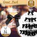 Zopeal 50 Set Champagne Tower Champagne Coupe Cocktail Glasses 5 oz with Satin Bows 3.5 Inch Plastic Margarita Espresso Martini Glasses for a Tiny Bit Older Valentine's Birthday Party (Black Bow)