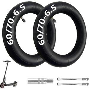 60/70-6.5 Inner Tube Scooter Tires, Electric Scooter 10 inch Tires 10x2.125 [Thickened] [Valve Extension] [Tire Levers] [Straight Vavle] (2 Pack)