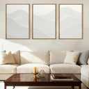 Anyzal Large White Textured Framed Wall Art 16x24 Inch Neutral Abstract Modern Canvas Wall Decor Gray Minimalist Ocean Waves Artwork for Living Room Bedroom Office Set of 3