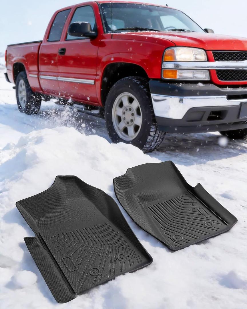 Truck Floor Mats for Chevy Silverado for GMC Sierra 1500 | 2500 | 3500 (2007 Classic Body Only) Standard Cab 1999 2000 2001 2002 2003 2004 2005 2006 Single Cab Regular Cab Accessories