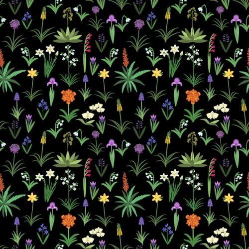 BaoHArtHome Dark Green Wildflower Vintage Wallpaper 17.7in x 6.6ft Contact Paper for Cabinets and Drawer Liner Dresser Self Adhesive Botanical Small Floral Vinyl Wallpaper
