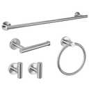 5-Piece Towel Racks for Bathroom, Stainless Steel Bathroom Accessories Set, Bathroom Towel Holder Wall Mounted, Sturdy Bath Towel Bar Set Bathroom Hardware Set (Brushed)