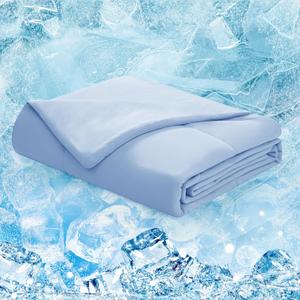 Deconovo Cooling Comforter, Cold Touch Fabric Absorbs Body Heat Cool Sleeping Summer Blanket, Double-Sided Cool Design Soft Fluffy Cooling Blanket for Night Sweats Hot Sleeper(Blue, 79x86 Inch)