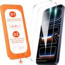 OMOTON Screen Protector for iPhone 17 Pro [Auto-Dust Removal], Tempered Glass with 9H+ Hardness & 12FT Military Grade Shatterproof, Full Coverage Protection, 2 Pack