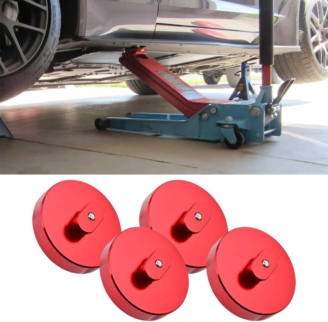 4Pcs Red Jack Pucks,Aluminum Jacking Puck Lifting Floor Jack Pad Point Adapter Pucks Adapter Essential Accessory for Safe Lifting for Corvette C5 C6 C7 C8 Stingray Z06, Zr1 1997-2024