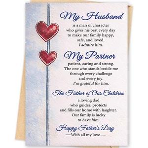 10 x Missonemi Fathers Day Card for Husband, Fathers Day Gift from Wife, Happy Father's Day Husband Card, Romantic Appreciation Greeting Card for the Father of Our Children