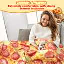 HDFK Pizza Blanket for Kids Double Sided Adult Size Red Pepperoni Realistic Food Fleece Cheese Fluffy Throw Blankets Flannel Funny Novelty Present 60 inches Round Lightweight White Elephant Christmas