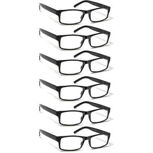 BIENCOOL 6 Pack Reading Glasses Traditional Frames for Men and Women Readers with Spring Loaded Hinges