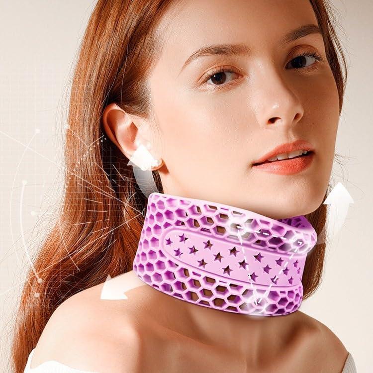 Neck Brace for Neck Pain and Support,Honeycomb Silicone Neck Brace, Soft Cervical Collar, Massager Fix, for Sleeping, Pillow to Relieve Neck Pain (Dark Purple)