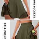 RUNNING GIRL Women's Pleated Tennis Skirts with Pockets High Waisted Tummy Control Casual Athletic Workout Golf Skorts (Green, XXL)