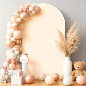 6FT Champagne Arch Backdrop Cover - Polyester Fitted Wedding Arch Stand Covers Round Top Chiara Arch Backdrop Cover for Birthday Party Banquet Photo Background Decoration