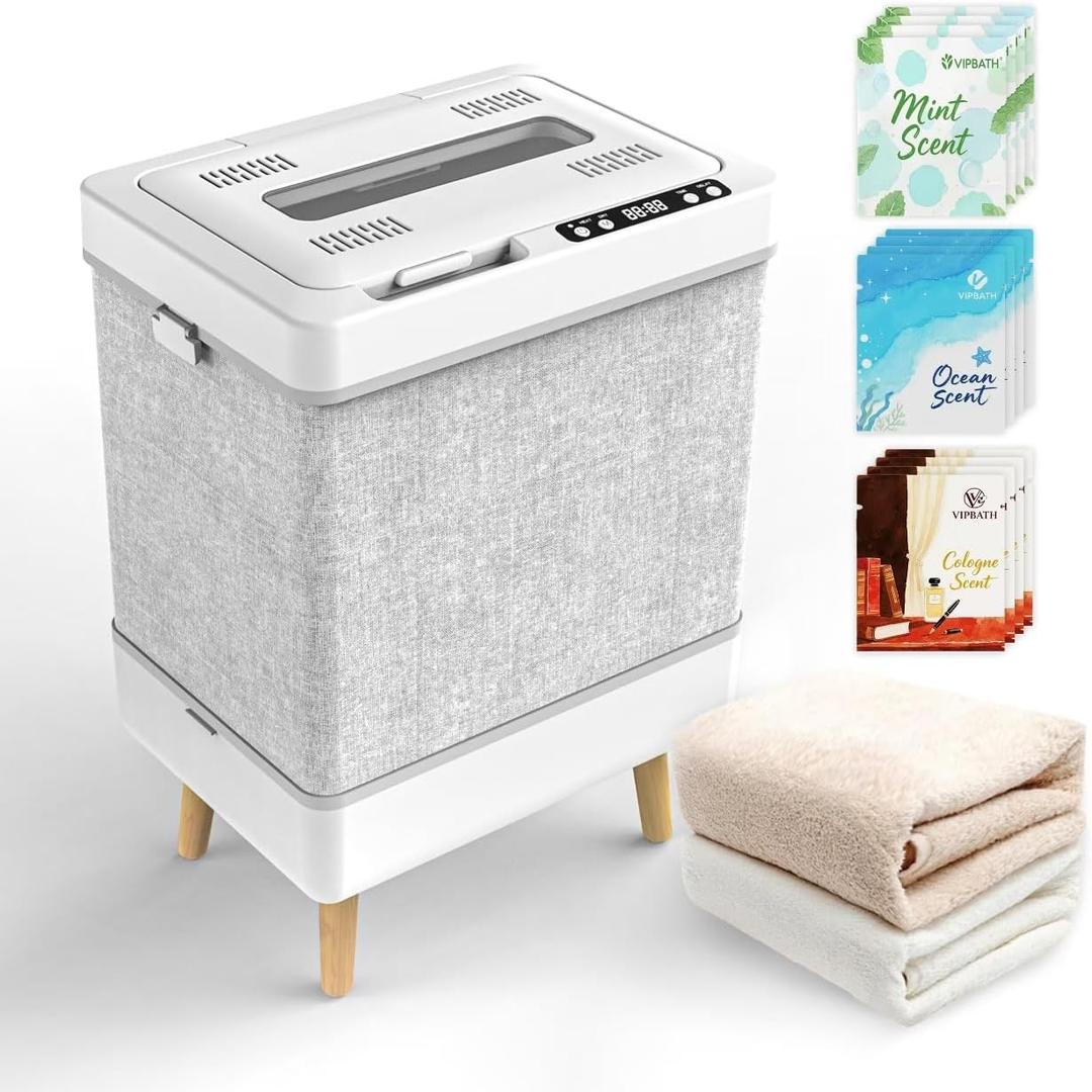 35L Towel Warmer Gift Set  Family-Sized Foldable Design with Window, Dual Safety Shut-Off for Overheat & Tip-Over, 12 Aroma Discs  A Spa-Like Luxury for Home & Loved Ones