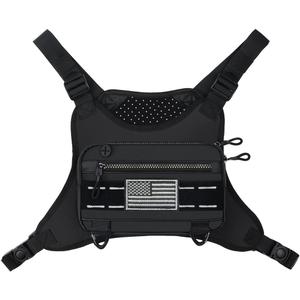 Sports Chest Bag For Men Women, Running Vest Bag With Built,Phone Holder For Workouts&Ski&Cycling&Hiking,Motorcycle Accessories (Black)