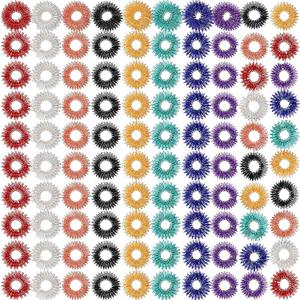 100 Pack Spiky Sensory Finger Rings, Acupressure Spiky Sensory Finger Rings for Adults, Silent Stress Reducer and Massager Fidget Ring for Anxiety for Men, Women(Classic Colors)