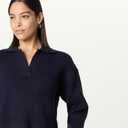 The Drop Women's Marcy Ribbed Polo Top (Large, Navy)