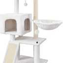 Cat Tree with Cat Condo and Hammock, Cat Tree with Scratching Posts and Scratching Pads, Cat Tower for Indoor Cats, Activity Centre Climbing Tree with Playful Toy Balls, Beige