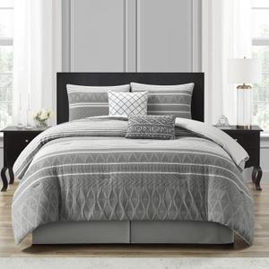 Stratford Park 9 Piece Jacquard Comforter Sets, Color Gold, Queen Size Bed, Comfortable & Soft, All Season Bedding Set, 100% Cotton, Matching Bedskirt, Pillows & Shams