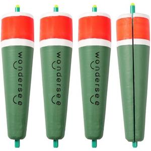 wondersee Fishing Floats Weighted Slotted Peg Popping Floats Slip Bobbers, Pack of 4