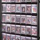 Baseball Card Display Case 35 Graded Sport Card Display Case Wall Mount with Clear View and UV Protection Acrylic Door for Baseball Football Basketball Hockey Trading Card Collection, Black