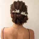 JONKY Rhinestone Bride Wedding Hair Comb Gold Bridal Hair Piece Accessories for Women(Pack of 2)