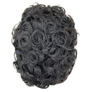 Men 4Mm-25M SKIN Full PU Afro Curl Toupee Capillary Prosthesis Remy Human Hair Systems Hair 6inches 8x10#130#25mm Curl