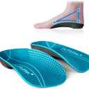 3/4 Orthotic Insoles, Shoe Inserts for Plantar Fasciitis Relief, High Arch Support Inserts for Flat Feet, Over-Pronation and Heel Pain (Medium(Men's 6.5-8.5 / Women's 7.5-9.5)) (Blue)