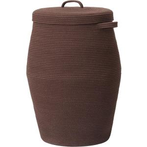 26"x20" Handcrafted Tall Cotton Rope Basket with Lid, Stylish Flagon Shape with Cover, Clothes Hamper with Top, for Bedroom and Living Room, All Dark Brown