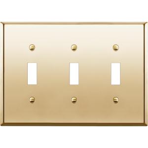 ENERLITES Toggle Light Switch Metal Wall Plate, Stainless Steel 201, Corrosion Resistant, Size 3-Gang 4.50" x 6.38", 7713-PB, Polished Brass, Gold