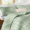 Bedsure Tufted Boho Comforter Set Full Size - Sage Green Boho Bed Set, GentleSoft 3 Pieces Farmhouse-Style Embroidery Bedding, Gifts for Woman, Soft Jacquard Full Comforter for All Seasons