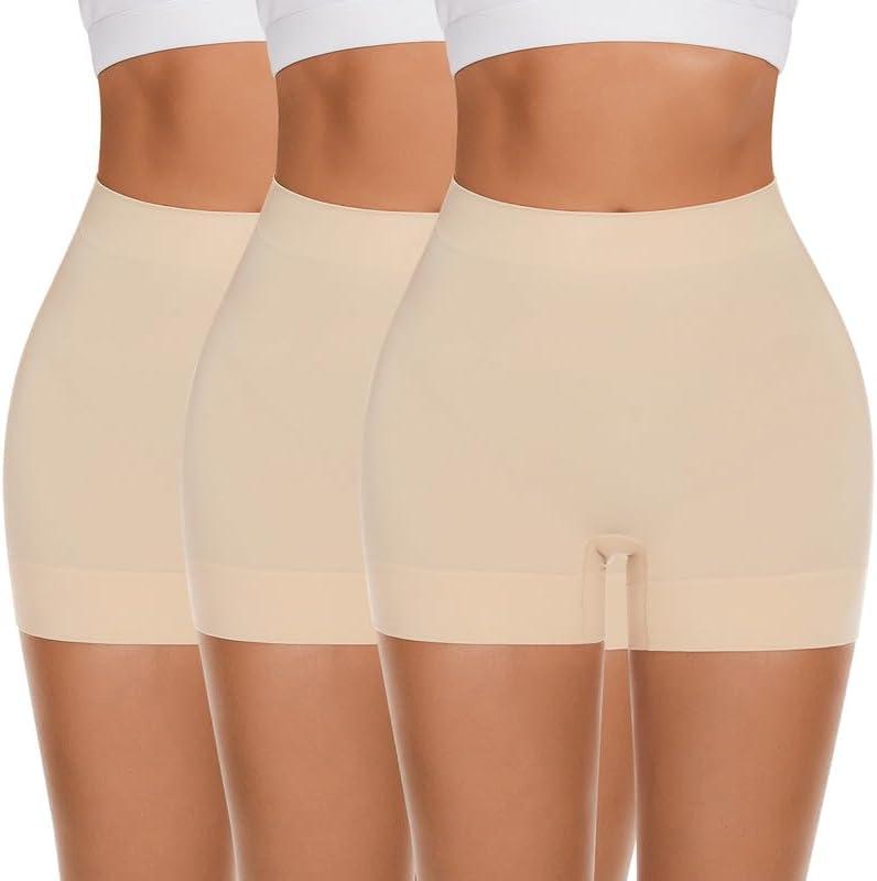 Slip Shorts for Women Under Dress,Boyshorts Panties Anti Chafing Shorts Smooth Shapewear Shorts (Small, 3 Pack Nude)
