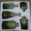 Glass Bud Vase Set of 5, Green Small Flower Vases for Centerpieces in Bulk, Mini Vintage Vase for Rustic Wedding, Home,Table Decoration