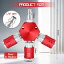 3 Way Air Hose Splitter,Red Air Manifold,Air Compressor Splitter 1/4 NPT Coupler, Flat Hex Manifold Air Couplers and Quick Connect Plug,with 1/4"" NPT I/M Industrial Type Swivel Air Plugs (A)