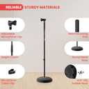 Pyle Adjustable Height Microphone Stand, 36.2" - 63.7 Inches Universal Mic Holder, Compact Design, Sturdy and Lightweight, Ideal for Studio and Concerts, With Mic Clip, Rubber Base (Black)