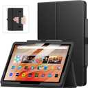 MoKo Case Fits All-New Amazon Kindle Fire HD 10 & 10 Plus Tablet (13th/11th Generation, 2023/2021 Release) 10.1" - Slim Folding Stand Cover with Auto Wake/Sleep, Black