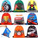 Capoda 16 Pcs Race Car Party Favor Bags Racing Drawstring Backpack Colorful Racing Cars Goodie Candy Bags for Boys Race Car Theme Birthday Supplies Baby Shower Party Decor, 8 Styles, 11.8 x 9.8 Inches