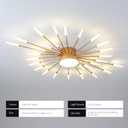 JAYMP 41.3" Ceiling Light Modern Flower Shape Ceiling Lamp for Living Room Dining Room Flush Mount Metal Acrylic Sputnik Firework Petal LED Lighting Fixture (Matte Gold, 28+1 Lights)