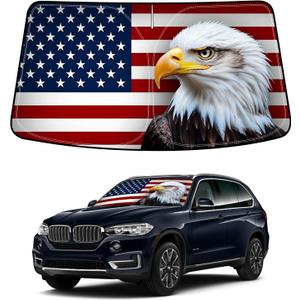 Bestview American Eagle Flag Windshield Sun Shade for 2014-2018 BMW X5,Custom Fit Foldable Front Window Sunshade Sun Visor Accessories Protector Block UV Rays Heat, Keep Your Car Cooler