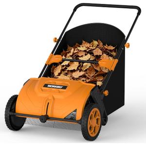 26" Push Lawn Sweeper, Grass & Leaf Collector with 3.8 cu. ft Large Capacity Hopper, Tool-Free Height Adjustment Yard Sweeper for Leaves, Grass Clippings, and Garden Debris