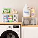 2 Pack Trash Bag Dispenser, Trash Bag Holder with Bamboo Top, Garbage Bag Dispenser, Storage Stackable for Kitchen Laundry Organizers Countertop Organization, White