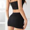 SweatyRocks Women's Casual Elastic Waist Solid Bodycon Mini Skirt Streetwear (Black)