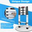 10.5 FT Telescoping Ladder, Adjustable Multi-Purpose Collapsible Extension with Stabilizers, Heavy Duty 330 lbs Max Capacity, Ideal for Home and Outdoor Work,Silver
