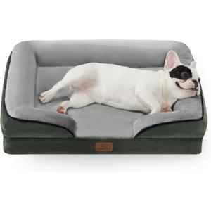 Bedsure Orthopedic Dog Bed Medium Size Dogs - Washable Medium Dog Cat Bed Waterproof, Comfort Pet Couch Sofa with Washable Removable Cover, Pets Bed with Nonskid Bottom, Boreal Canopy Green, 28"