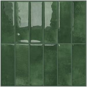DEWOO 20-Sheet Peel and Stick Subway Backsplash Green Kitchen Bathroom Rectangle Self Adhesive Wall Tile Brick (12"×12")